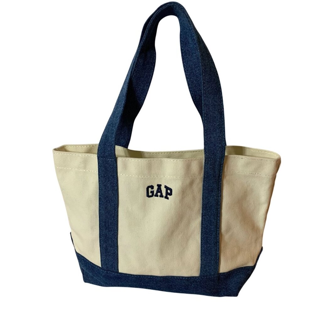 Gap Canvas And Denim Trim Straps Tote Bag EUC